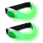 Tabiger LED Armband, 2 Set of Elastic LED Flashing Light Safety Night Sports Bands for Adults and Children Outdoor Activities and Exercise, Running, Walking (Green)