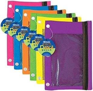 BAZIC Bright Color 3-Ring Pencil Pouch w/Mesh Window, Rivet Enforced Rings Holes, Assorted Color, 144-Pack