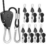 4 Pairs 1/8 Inch Adjustable Heavy Duty Ratchet Rope Hanger Grow Light Fixtures Rope Clip Hangers Hanging Ropes for Gardening Grow Plant Fan Reflectors Filter Tent,150lbs Weight Capacity