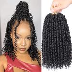 Xtrend 10 Inch 8 Packs Pre twisted Passion Twist Crochet Hair Natural Black Bohemian Pre-looped Short Bob Passion Twists Hair Extensions for Women(1B#)