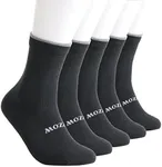 Mozzp Men's 5 Pack Solid Cotton Crew Socks Lightweight for Office Business Casual Dress Socks (Large, Black)