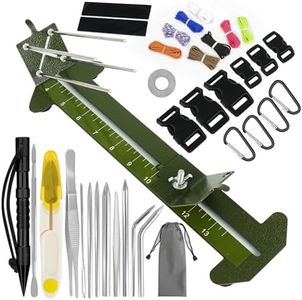 UCEHIPAW Paracord Bracelet Kit with Adjustable Length Paracord Jig Army Green Stainless Steel Stitching Set for DIY Making