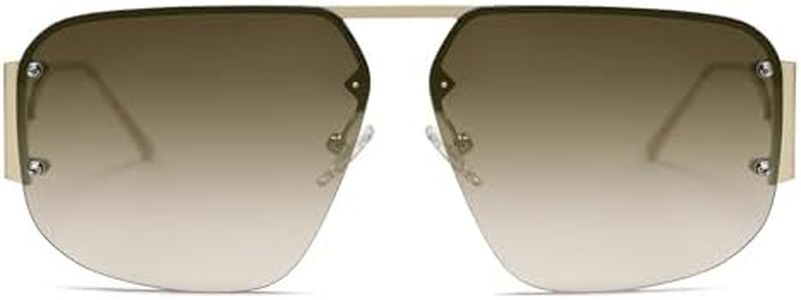 SOJOS Trendy Aviator Sunglasses Mens Womens Retro Metal Rimless Frame Shades Lentes De Sol Para Mujer SJ1192 Dark Brown