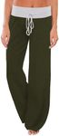 iChunhua Women's Comfy Casual Lounge Pants Loose Stretch Pajama Bottoms Solid Army Green 3XL