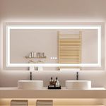 LUVODI LED Bathroom Vanity Mirror: 1400x700mm Large Dimmable Lighted Wall Illuminated Makeup Mirror with Anti Fog Smart Touch Switch Backlit and Front Light, IP65 Waterproof (Horizontal/Vertical)