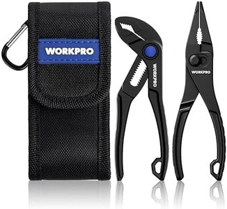 WORKPRO 2-Piece Mini Pliers Set with Pouch, 4-Inch Water Pump Plier & 4.5-Inch Long Nose Slip Joint Plier, Heavy-Duty Alloy Steel Mini Adjustable Plier, EDC Pliers for Tight Spaces & Versatile Use