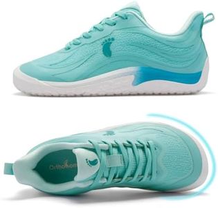 OrthoComfoot Women's Orthopedic Arch Support Cushioned Barefoot Sneakers, Wide Toe Box Zero Drop Shoes, Non Slip Office Work Footwear, Light Hiking & Daily Casual Walking Shoes, Mint Size 7
