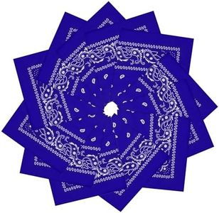 PJPSAA 12 Pack Bandanas Unisex Paisley Cowboy Bandanas Bulk Multi Purpose Headband Scarf for Men Women Costume(Royal Blue)