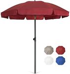 AMMSUN Patio Umbrella 6.5 ft Market Table Umbrella Tilt Steel Pole UPF50+ Protection, Great for Outdoor Garden Backyard, Maroon