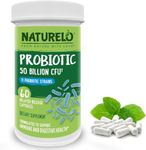 NATURELO Probiotic - Ultra Strength - 50 Billion CFU - 11 Lacto & Bifido Strains - One Daily - Gut-Friendly Bacteria - No Refrigeration Needed - 60 Vegan Capsules | 2 Month Supply