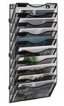 TQVAI 10-Tier Wall File Organiser, Wall Mail Holder, Wall Mounted Magazine Rack, Mesh A4 Paper Storage, Office Document Organiser, Black