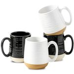 Hasense Coffee Mugs Set of 4, Ceramic Coffee Cups with Handle, 15 Ounce Tea Cups Set for Coffee, Latte, Cappuccino, Birthday Thankgiving Gift, Dishwasher Microwave Safe, White and Black