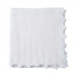 The Wool Company Receiving Blanket in Wool and Cotton Blend - Super-Soft Warm and Lightweight Baby Shawl - Off-White Colour - Made in England