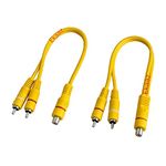 Ekaaz Rca Cable 1 Female To 2 Male Rca Speaker Splitter Dual Shielded Cable Y Splitter Connectors Extension Cord (Yellow) 2 Pics-Pack