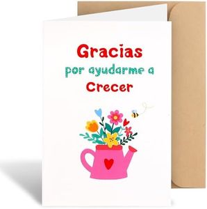 BETESSIN Regalo Maestra, Tarjeta de Agradecimiento con Sobre para Maestra, Tarjeta Profe Gracias, Tarjeta Felicitación para Maestra Profesora Infantil, Regalo Maestra Primaria