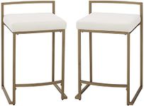 Crosley Furniture Harlowe Counter Stool, Set of 2, Creme and Gold