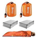 YINENGD 2 pcs Emergency Sleeping Bag with 2 pcs Reusable Survival Blanket, Lightweight Bivvy Bag with Survival Whistle, Shelter Blanket Bags, Thermal Bivy Sack for Camping, Hiking, Outdoor Use