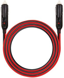 MOTOPOWER MP69000A 10FT 16AWG Heavy Duty Male to Male Cigarette Lighter Plug Cable Battery Charger Cord with LED Lights and Fuse Protection On Both Plugs Fire Resistant Plugs
