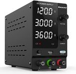 IKococater DC Power Supply Variable 120V 3A with Output Switch, Adjustable Regulated Switching Bench Power Supply with 4-Digits LED Power Display, 5V/2A USB Interface, Accurate Encoder Adjustment Knob