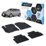 CLIM ART WaterTrap Custom Fit Floor Mats for Kia Soul 2020-2024, 1st & 2nd Row, Car Mats Floor Liner, All-Weather, Car Accessories for Man & Woman, Black/Black - FL911520042