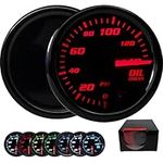 7 Color Oil Pressure Gauge 0-140 PSI Oil Press Gauge Meter 52mm 2-1/16" LED Backlight Black Oil Pressure Meter with Oil Pressure Sensor