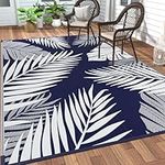 GENIMO Outdoor Rug Waterproof for Patios Clearance, Reversible Outdoor Plastic Straw Camping Rug Carpet, Large Area Rugs Mats for RV, Camper, Deck, Balcony, Porch, Backyard, Beach, Picnic. Leaf