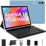 Android 14 Tablet 10.1 inch Tablet 2024 Latest Tablet with Keyboard Mouse 10GB+64GB 1TB Expand 6000mAh Octa-Core Processor Dual Camera WiFi 1280x800 IPS 18W Fast Charging