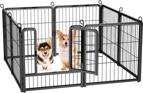 HOMIDEC 8-Panel Dog Pen, 60cm – Black Pet Play Fence