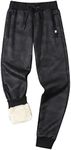 Gihuo Men's Sherpa Lined Athletic Sweatpants Winter Warm Track Pants Ribbed Leg Jogger Pants(BlackCamo-L)