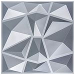 Art3d 3D Paneling Textured 3D Wall Design, Grey Diamond, 19.7"x19.7" for Living Room, Bathroom, Kitchen Decor (12 Pack) (Matt Grey)