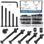 Glarks 120Pcs M6x40/50/60/70/80mm Black Hex Socket Cap Bolt Screws and Barrel Nut Assortment Kit with a Allen Wrench for Crib Baby Bed Cots Furniture