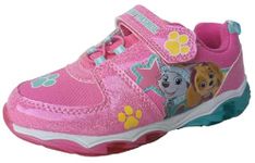 Nickelodeon Girl's Paw Patrol Skye and Everest Light Up Sneakers, Pink/Aqua, 8 Toddler