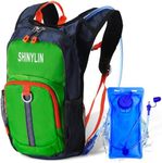 Shinylin Kids Hydration Backpack with 1.5l Water Bladder Hiking Pack Lightweight Water Backpack for Kids Children Camp Cycling(Green)