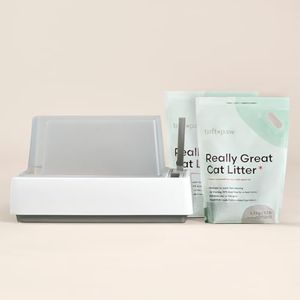 Tuft & Paw High Sided Cove Litter Box with 2X 9.5lb Low Tracking Tofu Cat Litter, Flushable Tofu Kitty Litter.