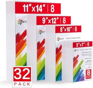 Simetufy Canvas Boards for Painting 32 Pack, Paint Canvas Panels Set - 5x7, 8x10, 9x12, 11x14 Inches, Pre-Primed 100% Cotton Blank Canvases for Oil Acrylic Watercolor Pouring Paint for Kids & Artists