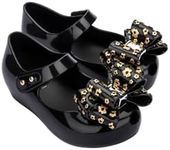 mini melissa Ultragirl X Peep Toe Mary Jane Flats for Little Kids, Black, 8