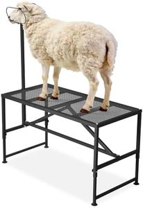 Garvee Goat Milking Stand, 47x23 Inch Livestock Stand, Metal Sheep Milking and Shearing Stand 21" to 33" Adjustable Height, with Headpiece and Nose Loop