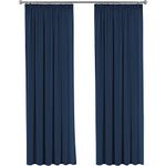H.Versailtex 2 Pieces Anti - Mite Pencil Pleat Blackout Light Blocking Navy Curtains for Bedroom Thermal Insulated Window Treatments for Energy Saving with Two Free Tiebacks, 66" Width x 90" Drop