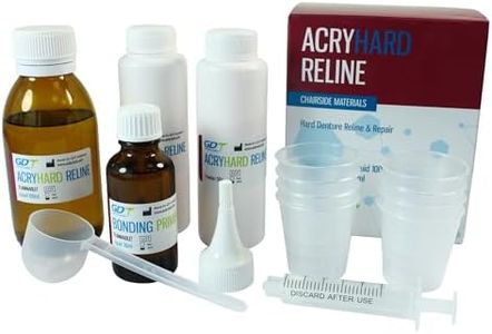 Self-Curing Hard Denture Reline Kit for Home Use, Complete Denture Base Renewal and Fit Adjustment Set, Pink, Includes Powder, Liquid, Bonding Solution and Accessories