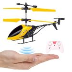 VRIKRION Flying Helicopter,Remote Control Helicopter for 6 + Years Boys Indoor and Outdoor Helicopter, Palm Sensing Helicopter with led Lightsr (Yellow)