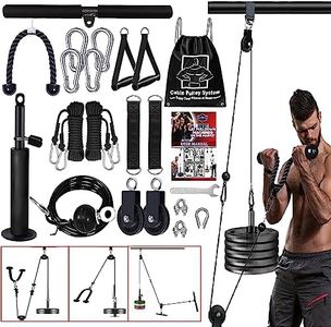 Cable Pulley System Gym Upgraded Home Strength Training Equipment Workout Accessories LAT Pull Down Fitness for Triceps Pull Down Biceps Curl Back Forearm Shoulder (3 Ropes+3 Handles)