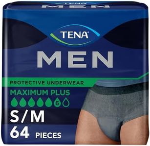 TENA Incontinence Underwear for Men, Super Plus Absorbency, Small/Medium - 64 Count