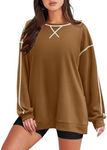 Zeagoo Women's Oversized Sweatshirts Long Sleeve Crewneck Pullover Tops 2024 Fall Winter Trendy Side Zip Going Out Hoodies