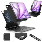 ESR iPad Air 13 Inch Case with Keyboard (M3/M2, 2025/2024), Easy-Set Magnetic Stand, Portrait/Landscape Mode, Removable Case with Multi-Touch Trackpad, Rebound 360 Series, Black