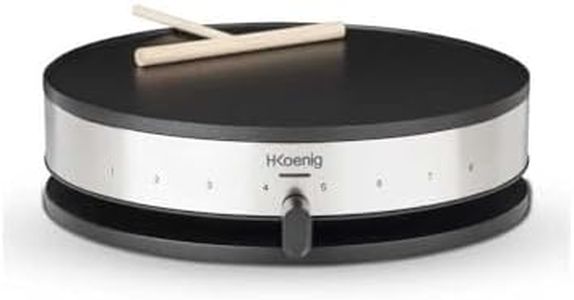H.Koenig Crêpière électrique KREP29, Appareil à Crêpes Inox, Crêpes Maker, Crêpes Party, Plaque de Cuisson Antiadhésive 33 cm, Posable sur table, Thermostat réglable, Spatule Distributeur inclus