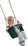 Little Duck Bear Baby Bucket Swing Seat With Ropes With Anti-Tilt And Anti-Slip Knots, Child Swing Seat With Safety Feature, Safety Belt - Dark Green - For Children's Swing Frame.