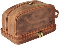 Genuine Leather Travel Cosmetic Bag - Hygiene Organizer Dopp Kit by Rustic Town