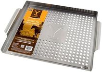 Yellowstone BBQ Grill Pan | Ideal Stainless Steel Grill Topper Deluxe Grilling Pan for grilling delicate foods and veggies. Perfect Grill Accessory Topper. Heavy-duty tray for use on Outdoor Grills.