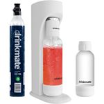 Drinkmate OmniFizz Sparkling Water and Soda Maker, Carbonates Any Drink, Special Bundle - Includes 60L CO2 Cylinder, Two Carbonation Bottles, and Fizz Infuser (Classic White)