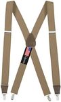 HOLD'EM Suspender Men X-Back Clip on Leather Crosspatch-Tan (Tall 54")